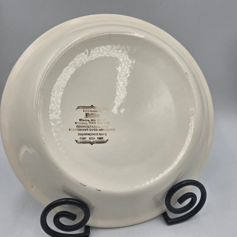 Vtg Watkins Deep Dish Pizza Recipe Pie Plate Dish Ceramic Cottagecore Grannycore
